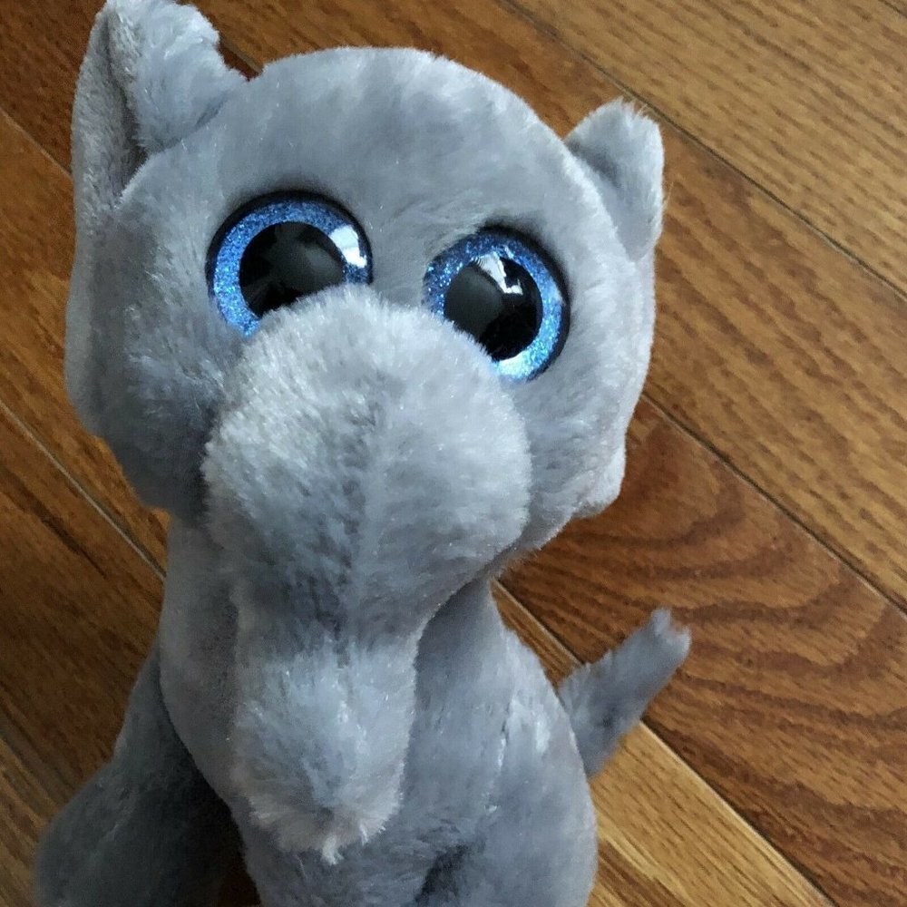Hug‎ Fun Plush Jungle Elephant Gray Stuffed Animal Blue Eyes Toy